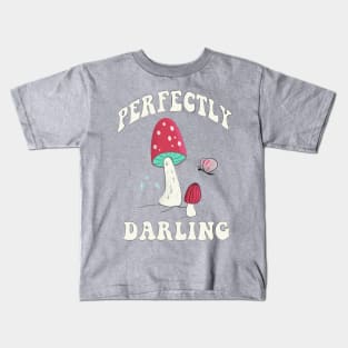 Perfectly Darling Mushroom and Butterfly Cottagecore Aesthetic Kids T-Shirt